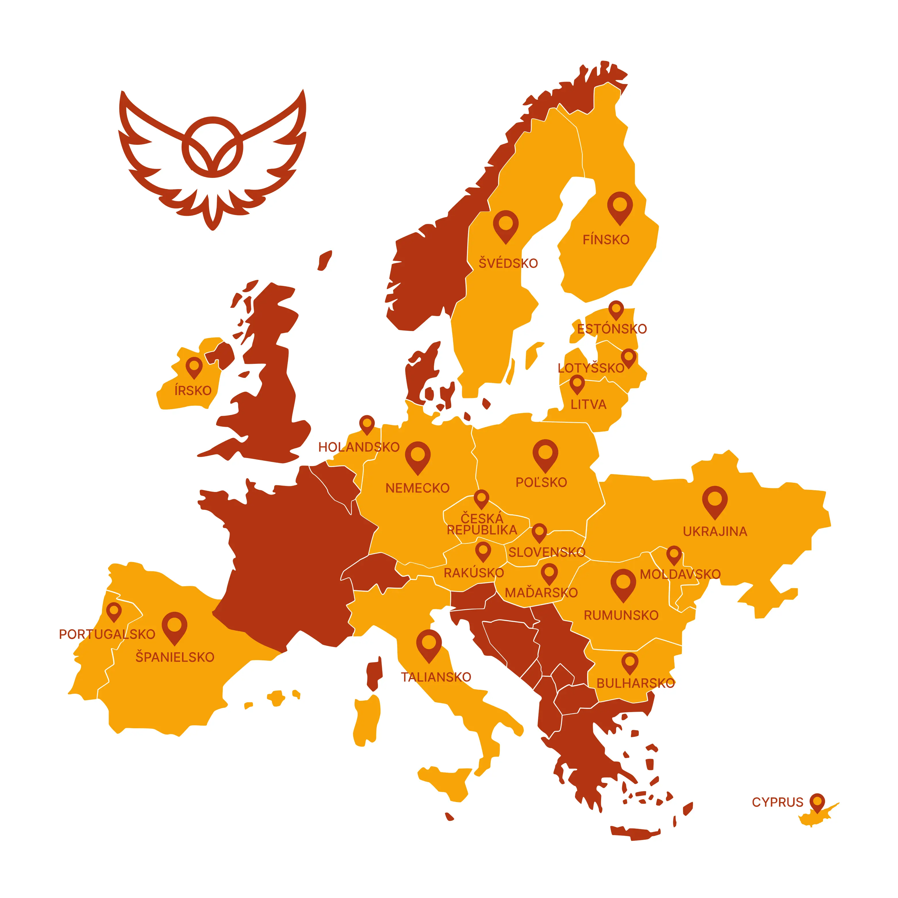 Exportná mapa SOVORA v Európe